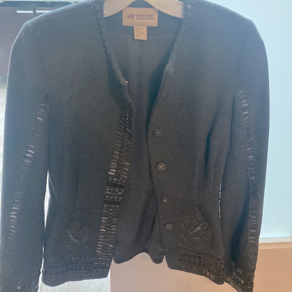 NWOT H&M conscious collection amazing wool grey blazer with metallic detailing.
